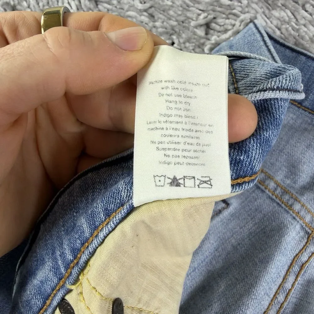 Rag & Bone Fit 2 Slim Jeans Men 32x33 Button Fly Blue Denim Designer USA Logo